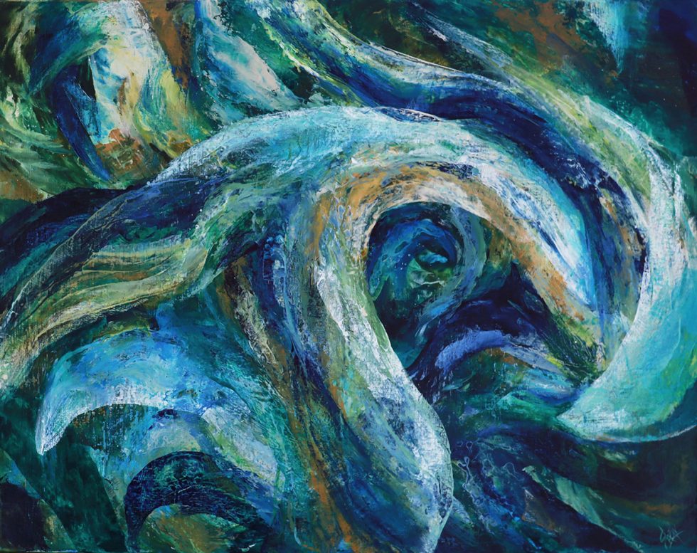 Sea Creature, Mysterious Acrylic Abstract Painting - Fine Art South