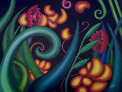 Botanical acrylic painting by Shelly Leitheiser