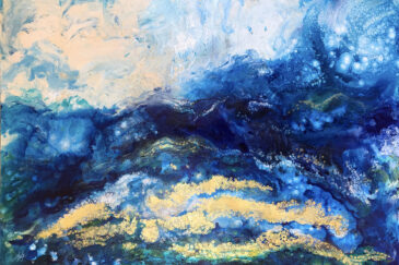 Dream Beach, blue abstract acrylic painting