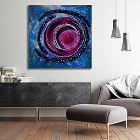 near earth object acrylic painting on wall